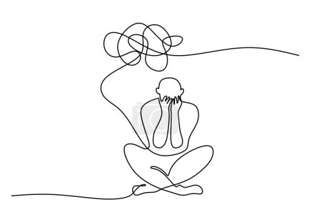 Illustration for Continuous singe one line drawing art of stress confusing people - Royalty Free Image