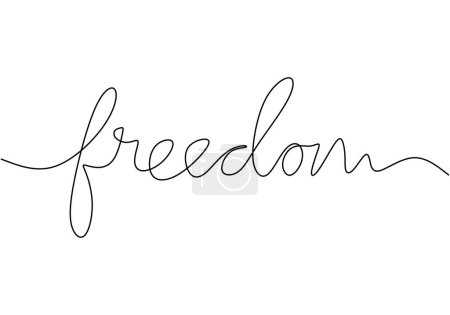 Téléchargez les illustrations : Liberté mot une bannière de ligne continue avec trait modifiable. - en licence libre de droit