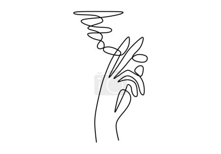 Ilustración de Continuo solo dibujado una mano de línea con un cigarrillo - Imagen libre de derechos