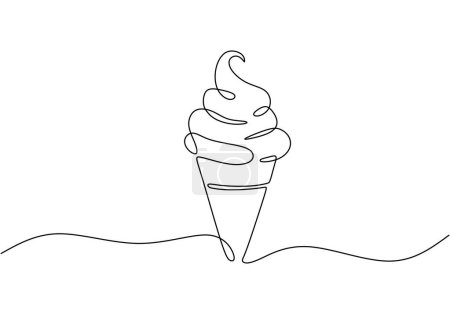 Téléchargez les illustrations : Dessin au trait continu de crème glacée. Illustration vectorielle dessinée main. - en licence libre de droit
