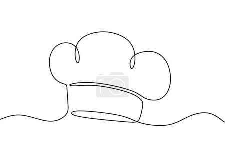 Illustration for Continuous one line drawing of Chef hat. Cooking equipment vector, - Royalty Free Image