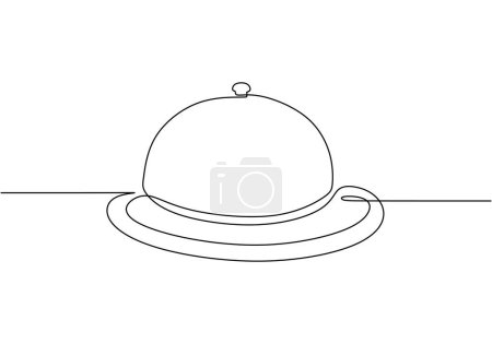 Ilustración de Dibujo continuo de una línea Plato de catering que sirve ilustración vectorial - Imagen libre de derechos