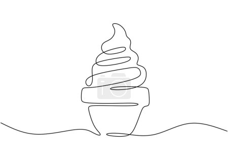 Illustration for Continuous line drawing of Ice cream. Hand drawn vector illustration. - Royalty Free Image