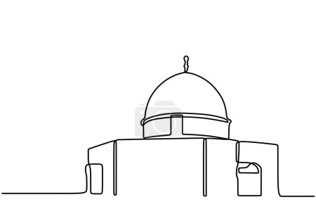 Téléchargez les illustrations : Grande mosquée d'al Aqsa dans un style d'art de ligne. Une illustration vectorielle en ligne continue, - en licence libre de droit