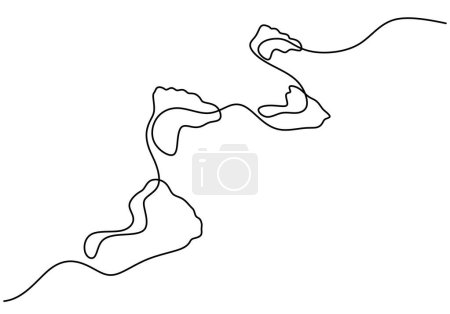 Illustration for Continuous one line drawing of footsteps. Vector illustration minimalist. - Royalty Free Image