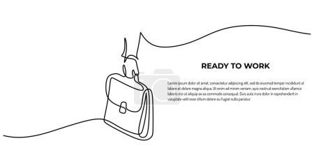 continuous line drawing of hand bring suitcase for business background. Vector illustration minimalist lineart design.