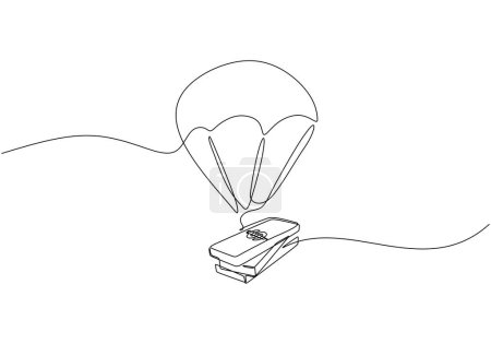Single continuous line drawing of air balloon with money. Vector illustration minimalist lineart design.