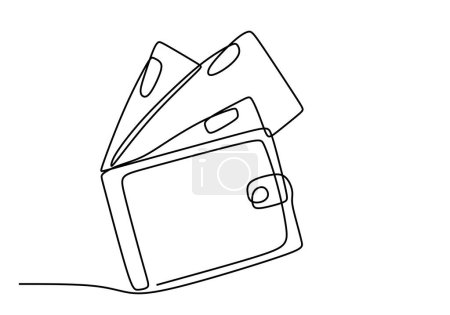 Illustration for Continuous one single line drawing Credit Debit Cards. Finance economy concept. - Royalty Free Image