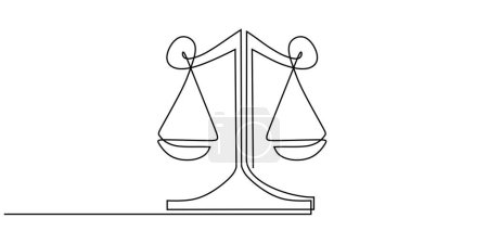 Illustration for One continuous line drawing of law balance and scale of justice. Vector illustration minimalist lineart design. - Royalty Free Image