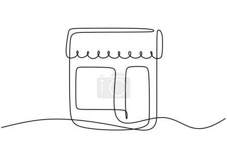 Ilustración de Continuo una línea de café dibujo o tienda. Concepto de edificio y oficina. Ilustración vectorial minimalista. - Imagen libre de derechos