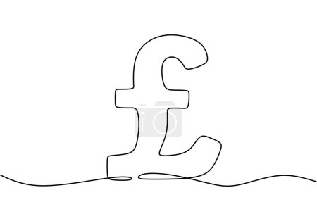 Téléchargez les illustrations : Tirage d'une seule ligne livre sterling monnaie de pièce de monnaie de l'Angleterre. Illustration vectorielle Concept d'économie financière. - en licence libre de droit