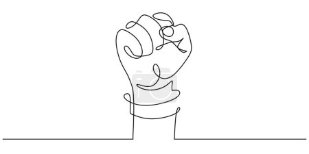 Illustration for Continuous line drawing of fist hand. Vector illustration minimalist lineart design. - Royalty Free Image
