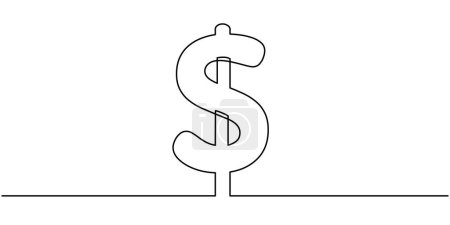 Ilustración de Línea continua de dibujo de grandes dólares para concepto financiero. Ilustración vectorial diseño lineal minimalista. - Imagen libre de derechos
