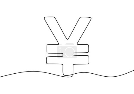 Téléchargez les illustrations : Continu dessin d'une ligne yen symbole de signe de devise. Illustration vectorielle Concept d'économie financière. - en licence libre de droit
