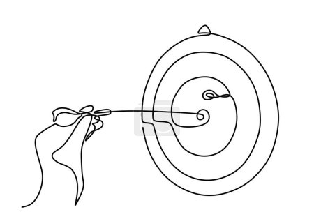 Illustration for Continuous one line drawing of arrow target on board. Vector illustration minimalist. - Royalty Free Image