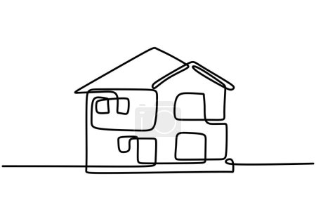 Ilustración de Dibujo continuo de una línea de una casa en miniatura. Ilustración vectorial minimalista. - Imagen libre de derechos
