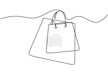 Illustration for Continuous one line drawing of Shopping bags. Vector illustration minimalist. - Royalty Free Image