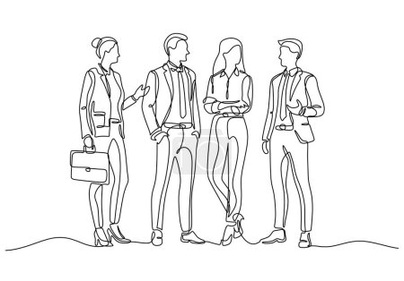 Illustration for Continuous line drawing of business meeting. Vector illustration minimalist. - Royalty Free Image