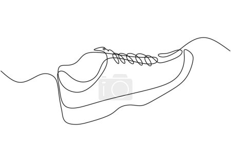Téléchargez les illustrations : Chaussures de sport Sneaker dans un style de dessin en ligne continue. Illustration vectorielle minimaliste. - en licence libre de droit