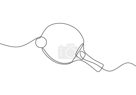 Illustration for Ping pong racket one line art. Continuous line drawing of table tennis. Vector illustration minimalist. - Royalty Free Image