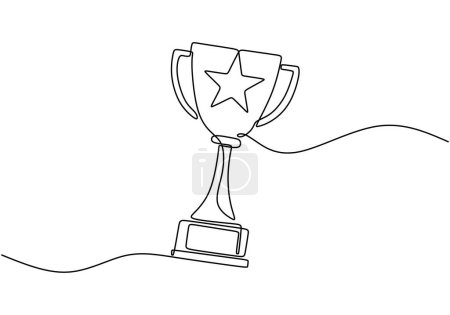 Ilustración de Dibujo continuo de una línea de competición de copa de trofeo. Ilustración vectorial minimalista. - Imagen libre de derechos