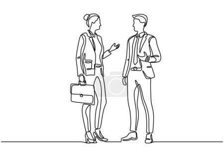 Illustration for Continuous line drawing of business meeting. Vector illustration minimalist. - Royalty Free Image