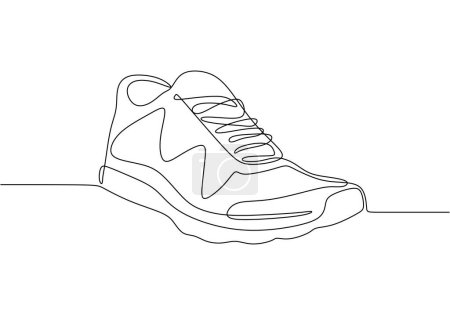 Ilustración de Zapatillas deportivas en estilo de dibujo de línea continua. Ilustración vectorial minimalista. - Imagen libre de derechos