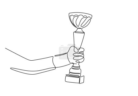 Ilustración de Dibujo continuo de una línea de competición de copa de trofeo de mano. Ilustración vectorial minimalista. - Imagen libre de derechos