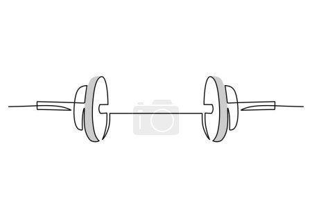 Sports dumbbell one line art. Continuous line drawing of sport, strength, power, lifting, activity, active, muscular, bodybuilder, wellness, weightlifting, weight, workout, athlete, kettlebell.