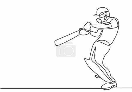 Cricket athlete player in one continuous single line art drawing style. Adventure traveling outdoor sport concept vector illustration.