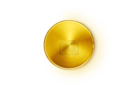 Foto de Vista superior de la moneda de oro sobre un fondo blanco - Imagen libre de derechos