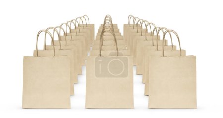 folded paper bag with handles isolated on white background