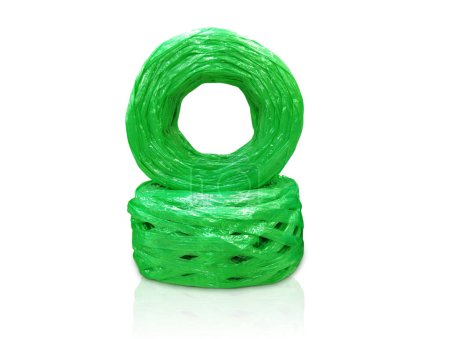Photo for Green plastic rope isolated on white background - Royalty Free Image