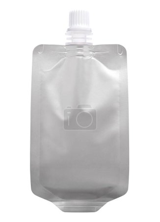 Foto de Bolsa de embalaje de producto vacía con tapa mockup aislada sobre fondo blanco. - Imagen libre de derechos