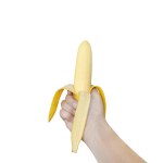 banana peel in hand on a white background