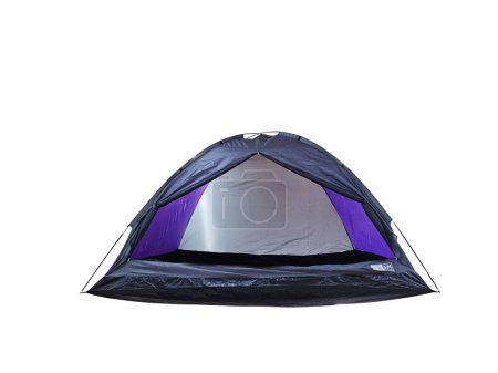 Téléchargez les photos : Tente de voyage noir et violet isolé sur fond blanc - en image libre de droit