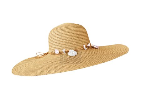 Foto de Sombrero de paja aislado en el estudio. Concepto de accesorio de moda y vacaciones en la playa. - Imagen libre de derechos