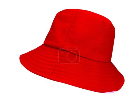 Roter Eimer Hut isoliert auf weißem Hintergrund