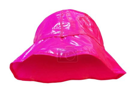 Foto de Sombrero de cubo de plástico rosa brillante aislado en blanco - Imagen libre de derechos