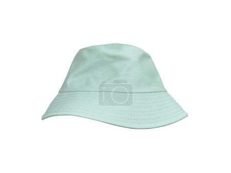 Green bucket hat isolated on white background