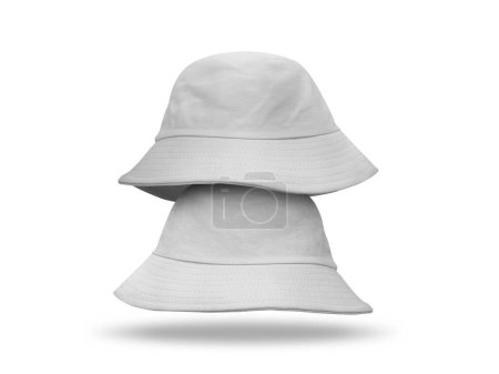 Photo for Two white bucket hats Isolated on a white background - Royalty Free Image