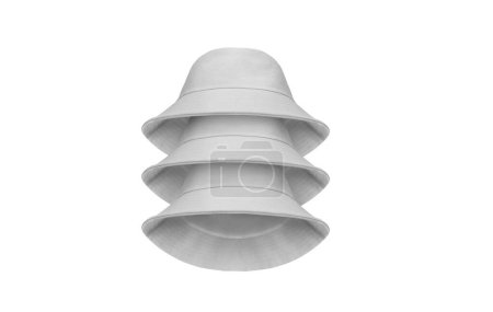white bucket hat Three leaves isolated on white background