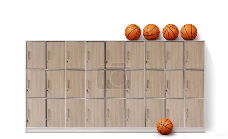 Téléchargez les photos : Basketball ballon, casier, isolé sur fond blanc - en image libre de droit