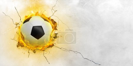 Photo for A soccer ball breaks through a cement wall. - Royalty Free Image