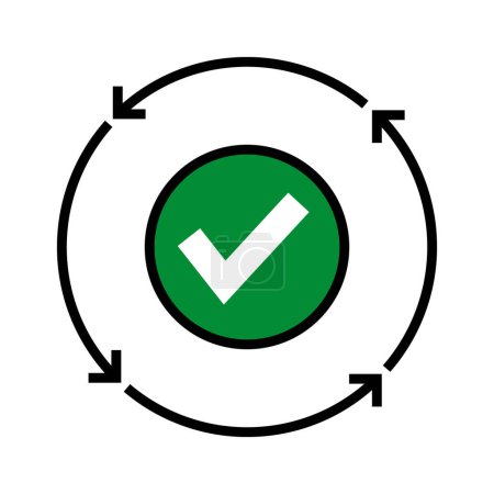 checkmark with cycle arrow icon vector