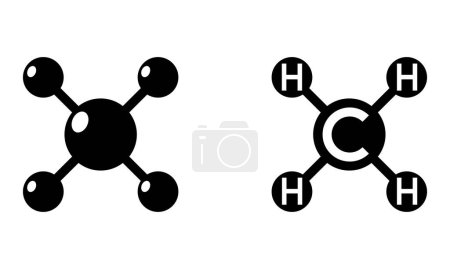 méthane molécule atomique structure icône vecteur