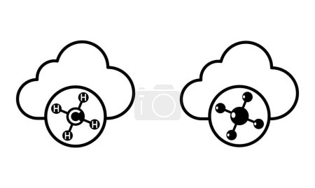 nuage avec vecteur icône de structure de molécule de méthane