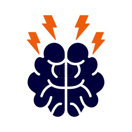 Illustration of headache, brain with lightning bolt icon vector