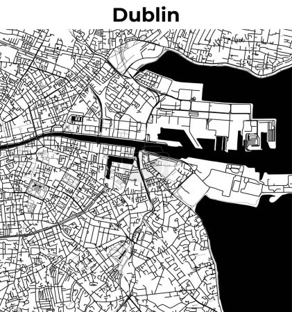 Téléchargez les illustrations : Dublin City Carte, Carte cartographique, Carte de la ville de Dublin - en licence libre de droit