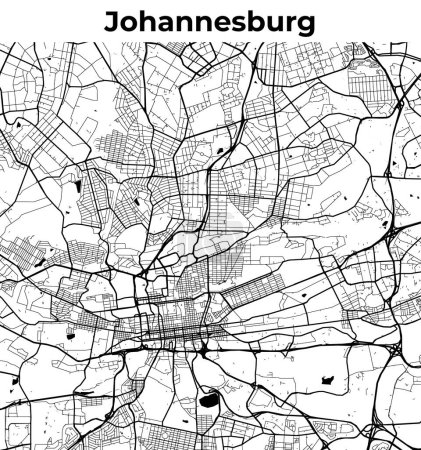 Carte de Johannesburg, Carte cartographique, Carte de la ville de Johannesburg